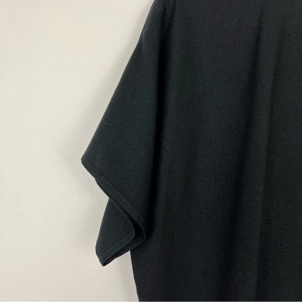 Pastorale silk short sleeve blouse black M - Picture 3 of 9